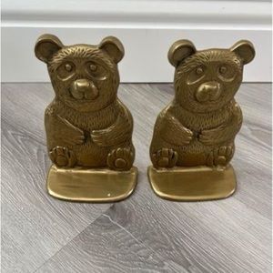 Vintage heavy brass pandas bookends